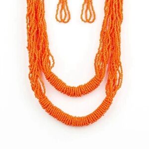 Paparazzi Vibrant Orange Beaded Necklace Set
